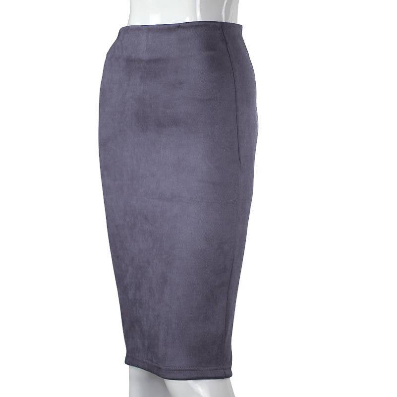Eco-Suede Pencil Skirt - Gray / S - Bottoms - Skirts - 15 - 2024