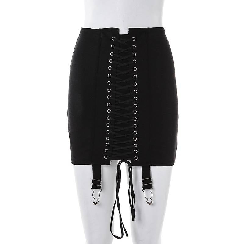 Edgy Lace Up Skirt - Bottoms - Shirts & Tops - 16 - 2024