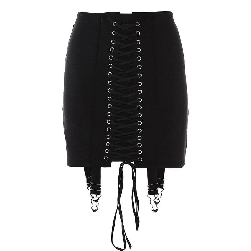 Edgy Lace Up Skirt - Black / S - Bottoms - Shirts & Tops - 28 - 2024