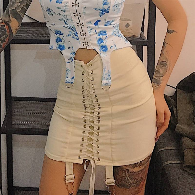 Edgy Lace Up Skirt - Bottoms - Shirts & Tops - 5 - 2024