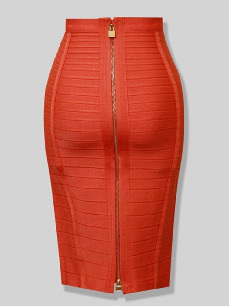 Elastic Bodycon Summer Pencil Skirt - Orange / XXL - Bottoms - Skirts - 34 - 2024