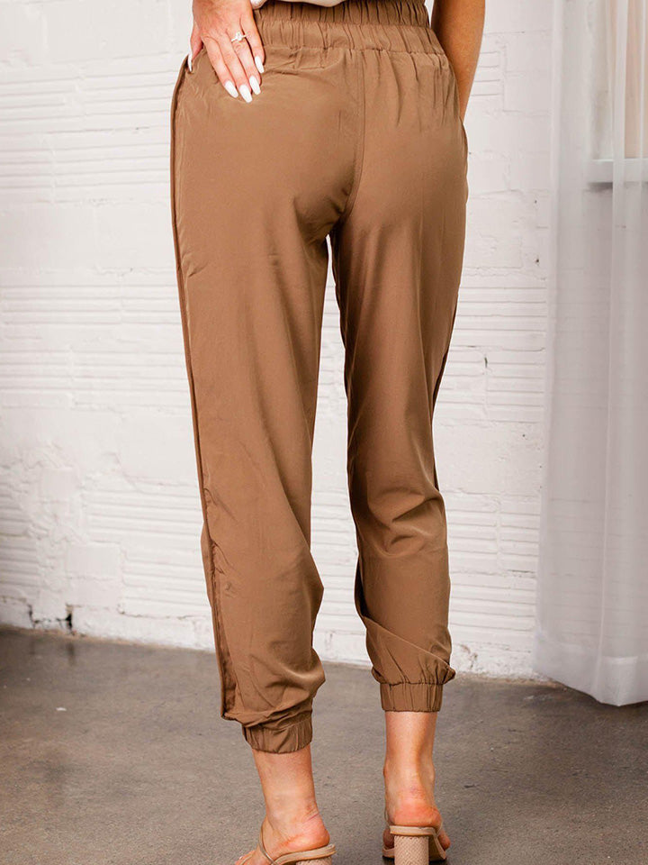 Elastic Waist Cropped Pants with Pockets - Bottoms - Pants - 2 - 2024