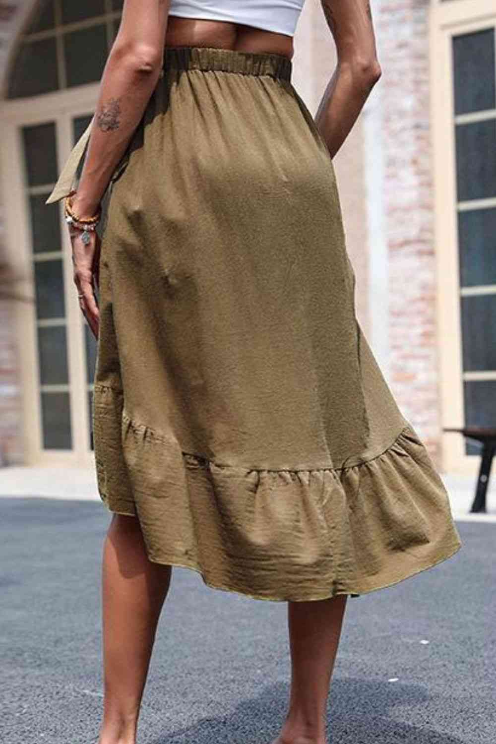 Elastic Waist Ruffled Skirt with Pockets - Bottoms - Skirts - 4 - 2024