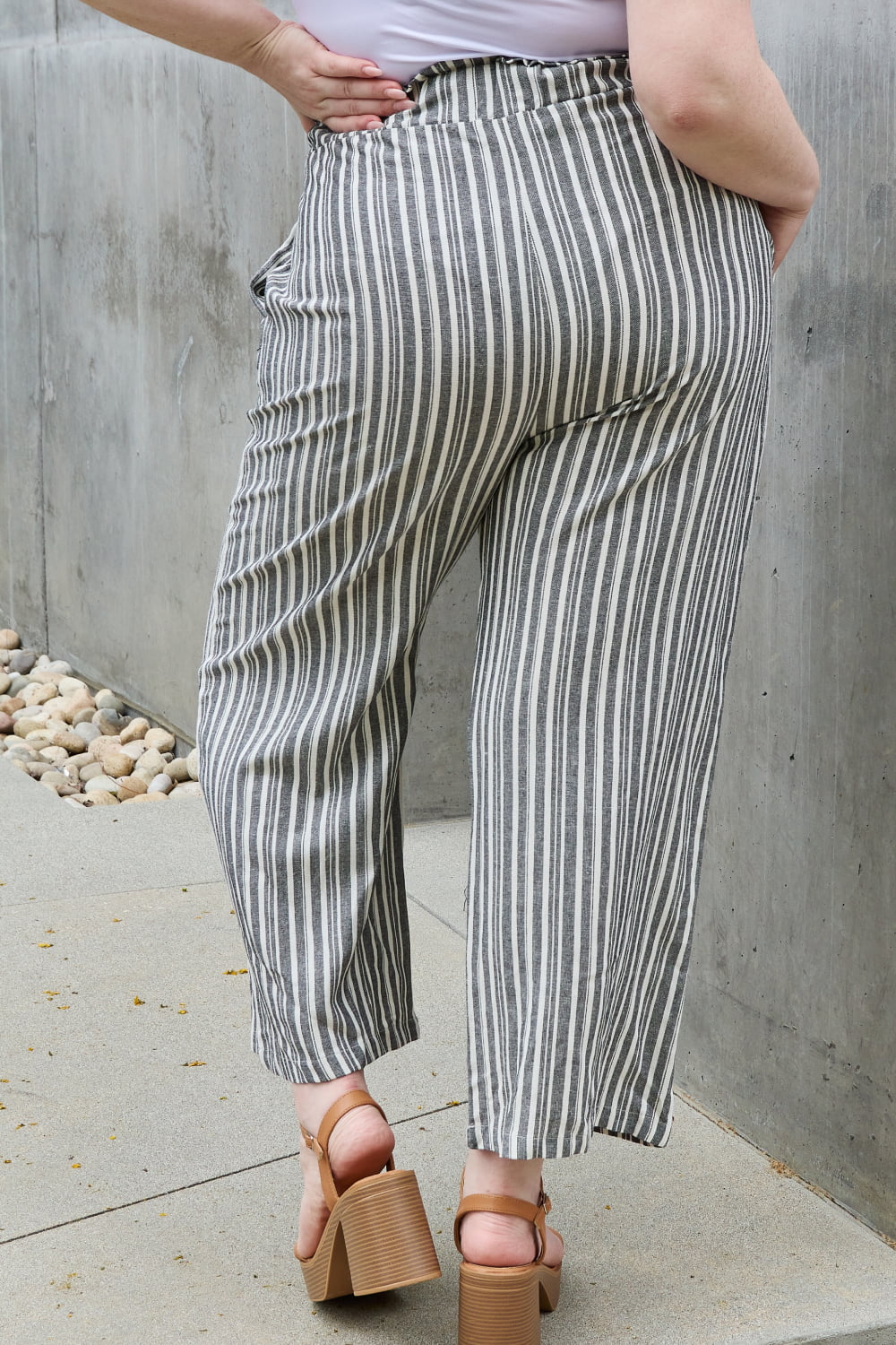 Find Your Path Full Size Paperbag Waist Striped Culotte Pants - Bottoms - Pants - 8 - 2024
