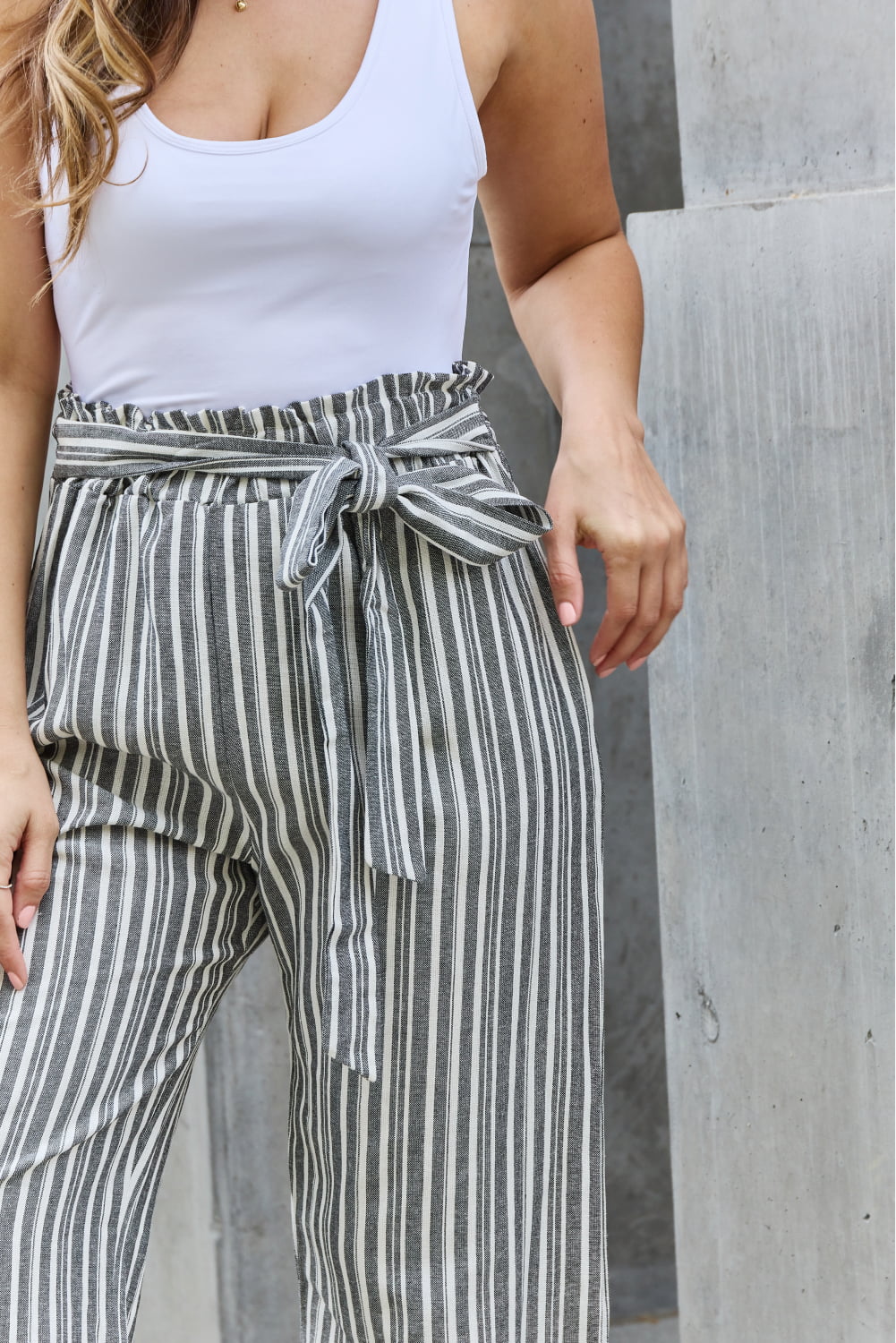 Find Your Path Full Size Paperbag Waist Striped Culotte Pants - Bottoms - Pants - 5 - 2024