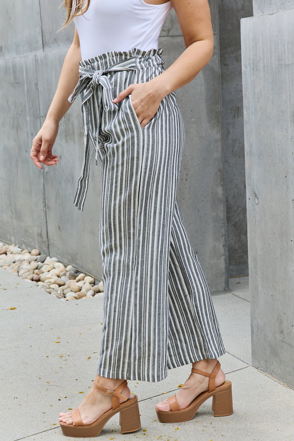 Find Your Path Full Size Paperbag Waist Striped Culotte Pants - Bottoms - Pants - 3 - 2024