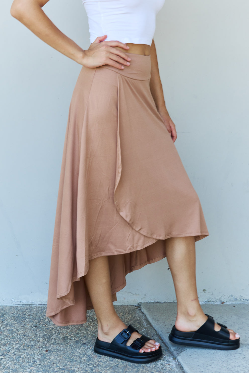 First Choice High Waisted Flare Maxi Skirt in Camel - Bottoms - Skirts - 3 - 2024