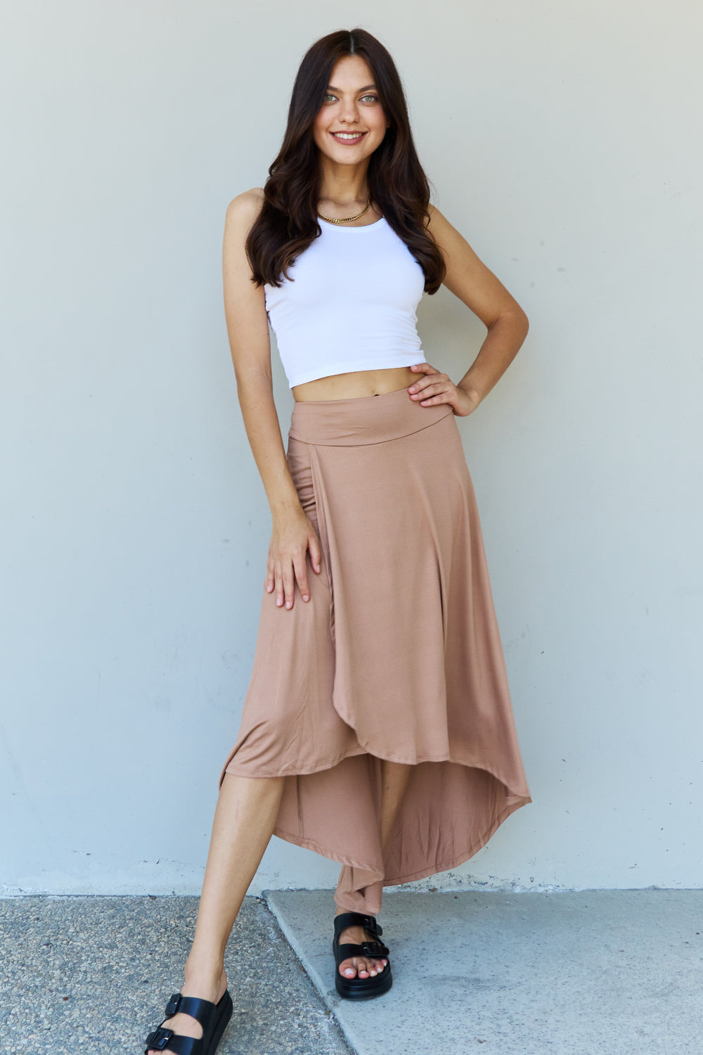 First Choice High Waisted Flare Maxi Skirt in Camel - Bottoms - Skirts - 4 - 2024