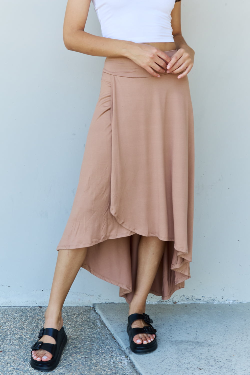First Choice High Waisted Flare Maxi Skirt in Camel - Pink / S - Bottoms - Skirts - 1 - 2024
