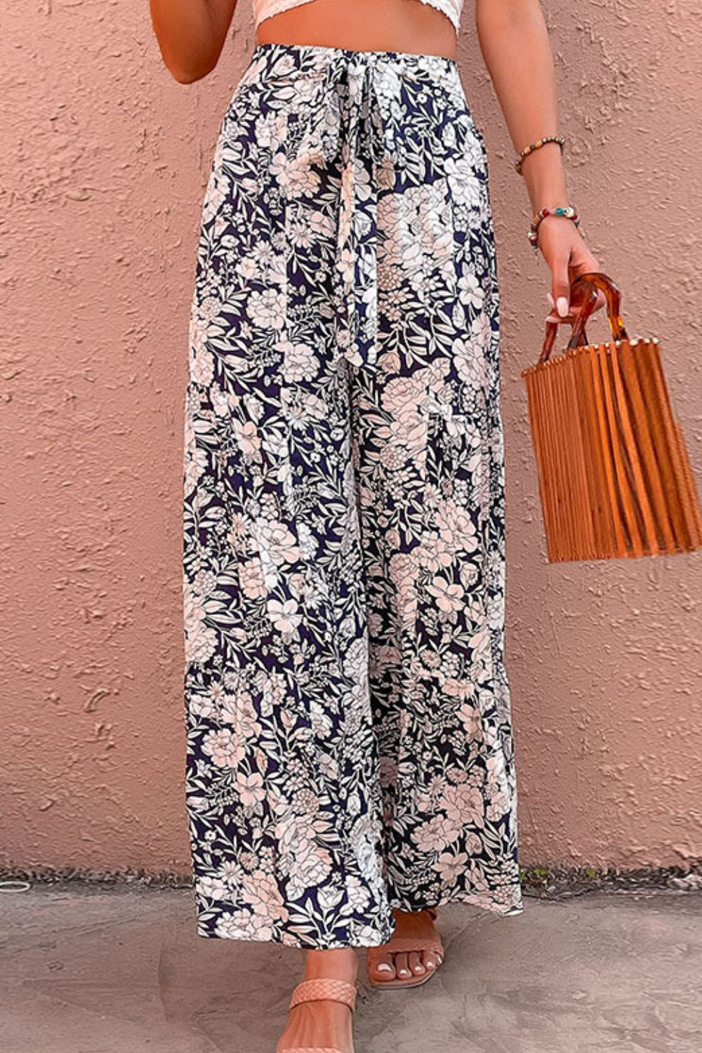 Floral Belted Wide Leg Pants - Bottoms - Pants - 5 - 2024