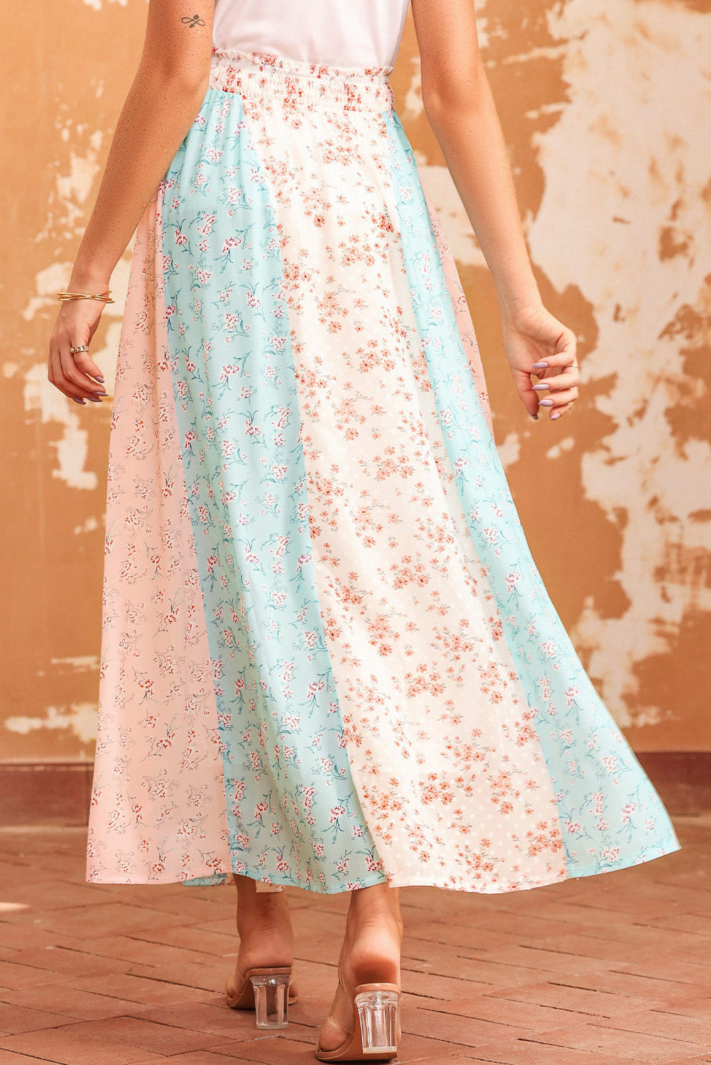 Floral Color Block Smocked Waist Maxi Skirt - Bottoms - Skirts - 2 - 2024