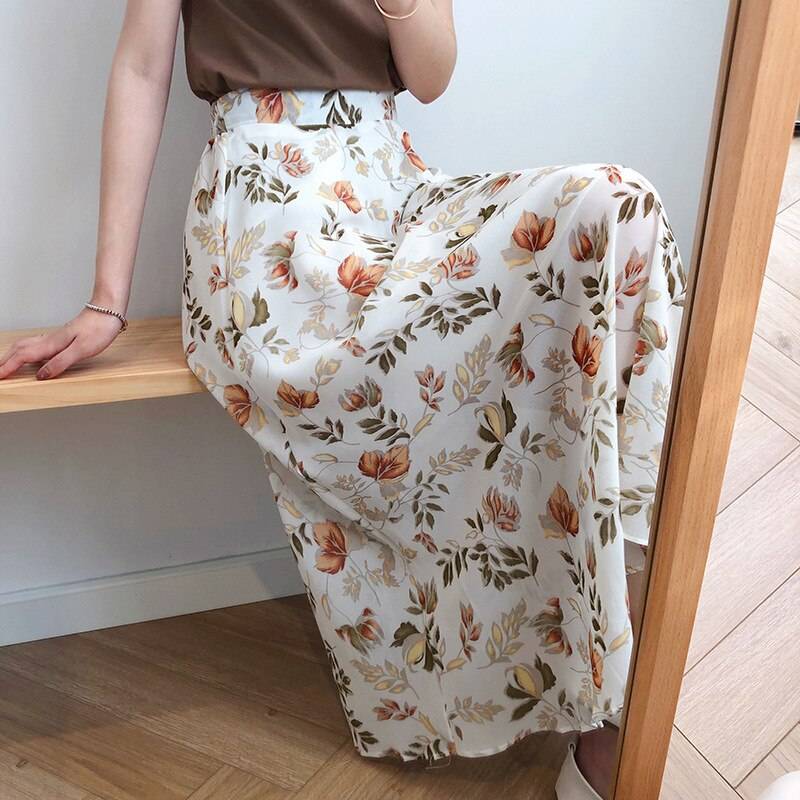 Floral Print Maxi Skirt - White / S - Bottoms - Clothing - 18 - 2024