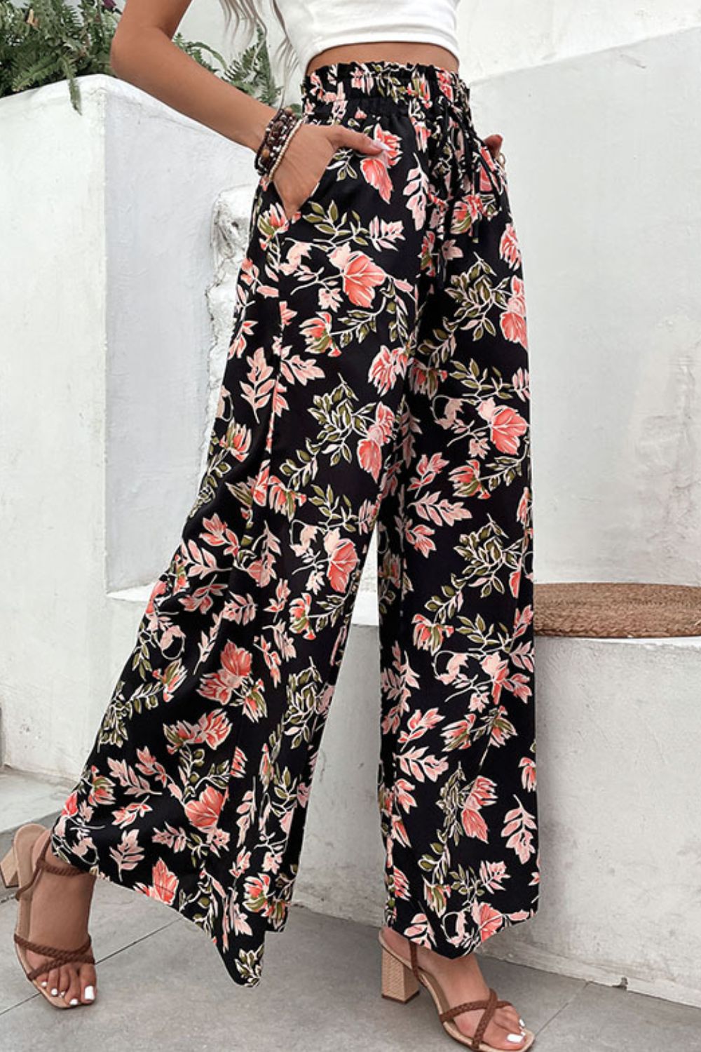 Floral Pull-On Wide Leg Pants - Bottoms - Pants - 4 - 2024