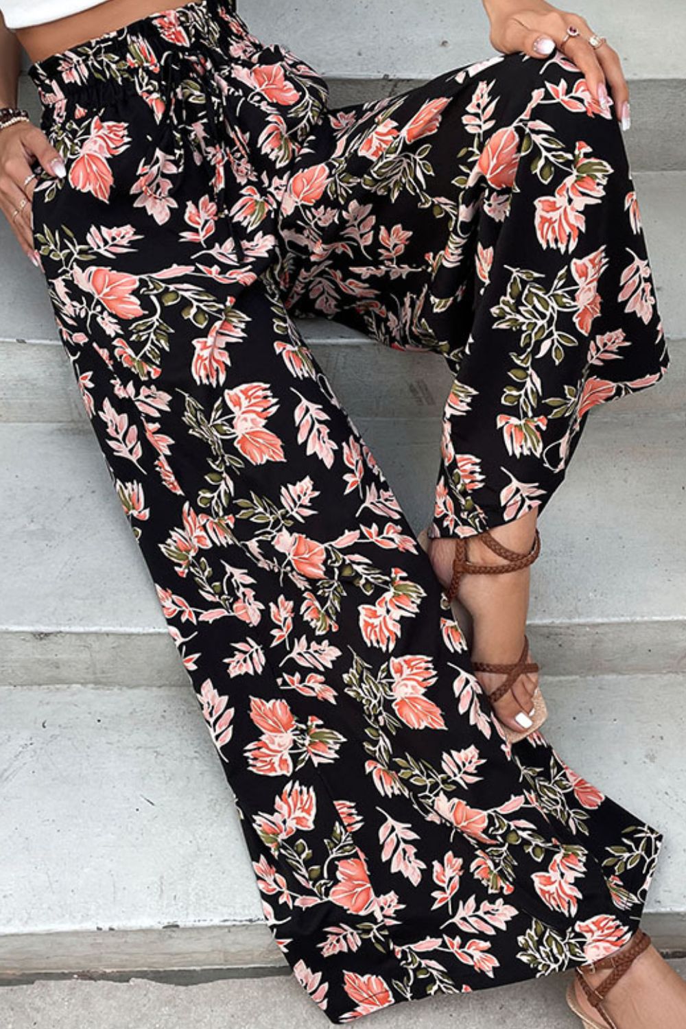 Floral Pull-On Wide Leg Pants - Bottoms - Pants - 5 - 2024
