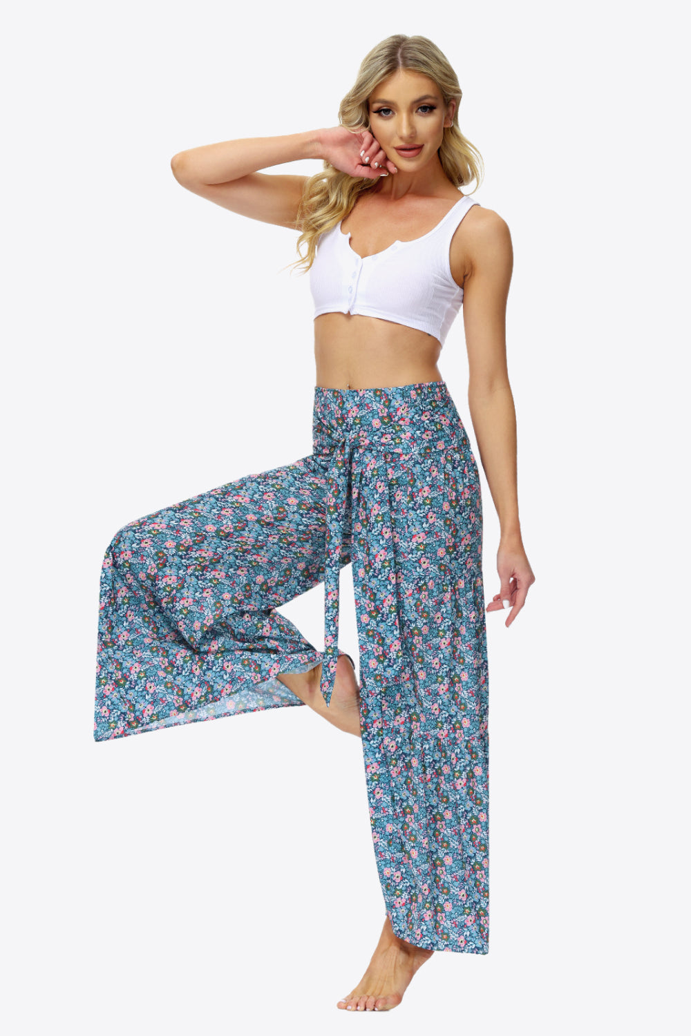 Floral Tie-Waist Tiered Culottes - Bottoms - Pants - 9 - 2024