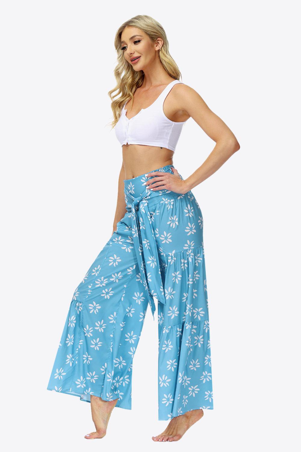 Floral Tie-Waist Tiered Culottes - Bottoms - Pants - 4 - 2024