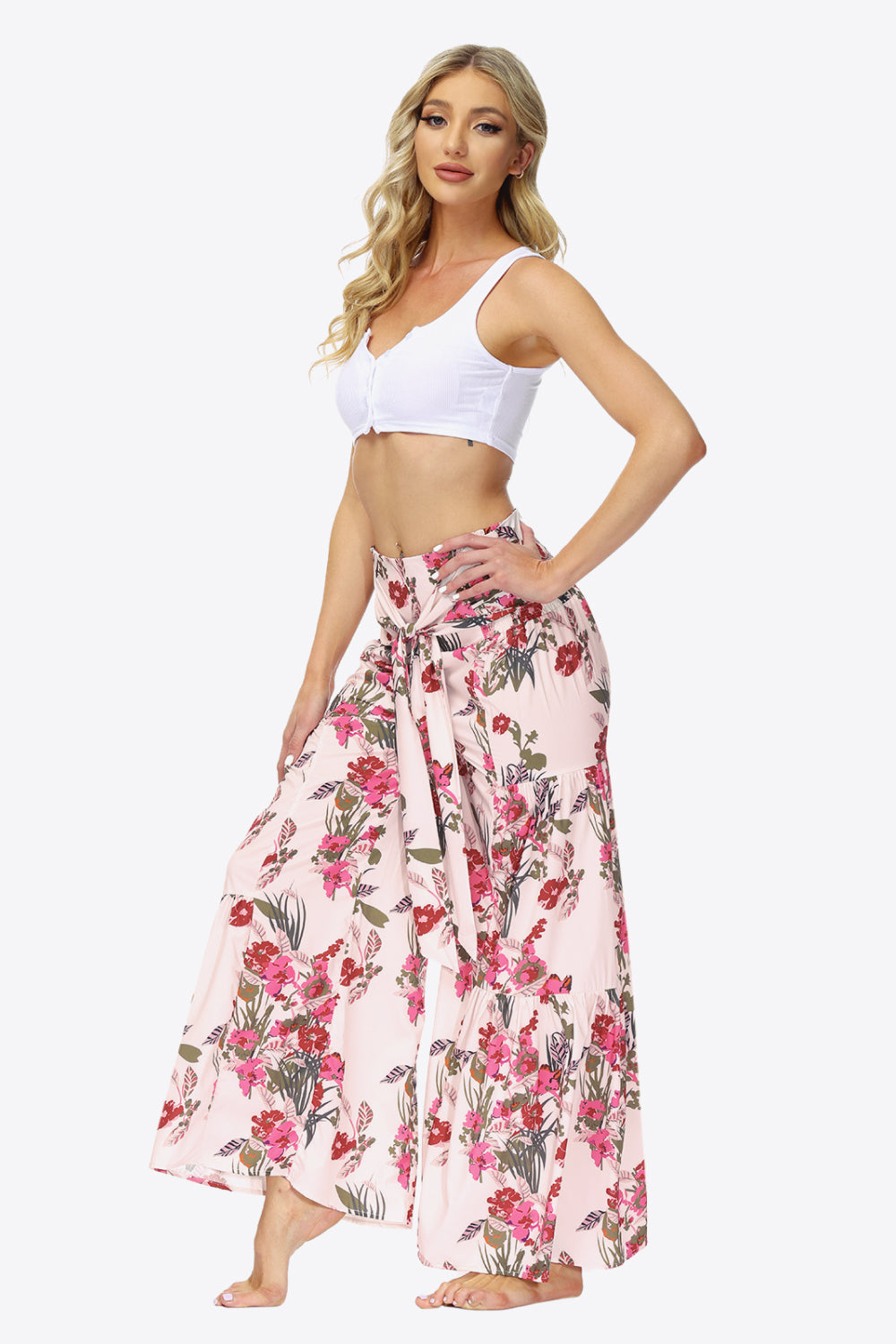 Floral Tie-Waist Tiered Culottes - Bottoms - Pants - 12 - 2024