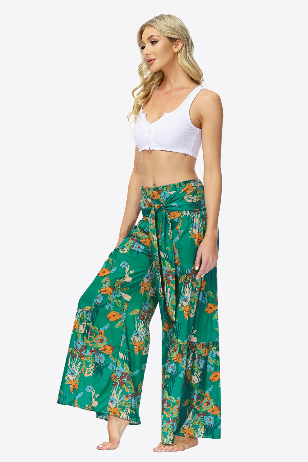 Floral Tie-Waist Tiered Culottes - Bottoms - Pants - 26 - 2024