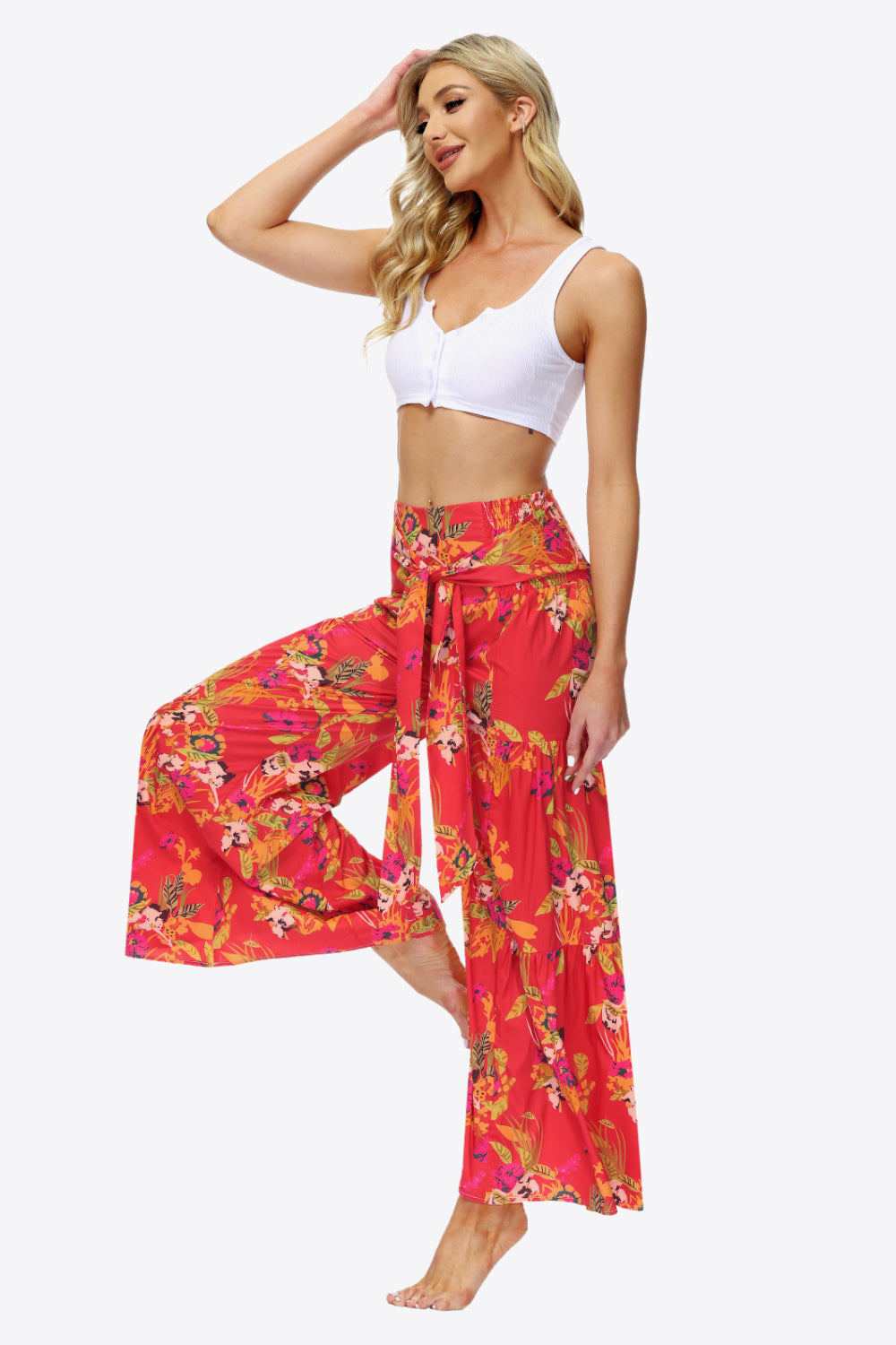 Floral Tie-Waist Tiered Culottes - Bottoms - Pants - 18 - 2024