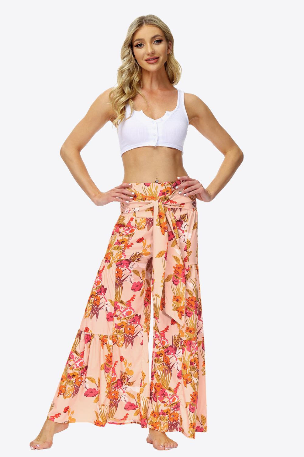 Floral Tie-Waist Tiered Culottes - Bottoms - Pants - 29 - 2024