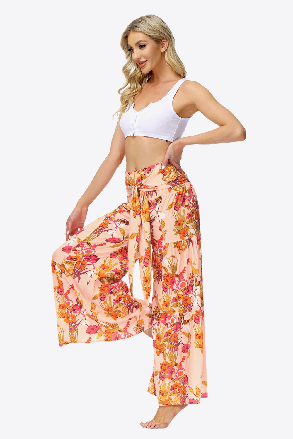 Floral Tie-Waist Tiered Culottes - Bottoms - Pants - 30 - 2024