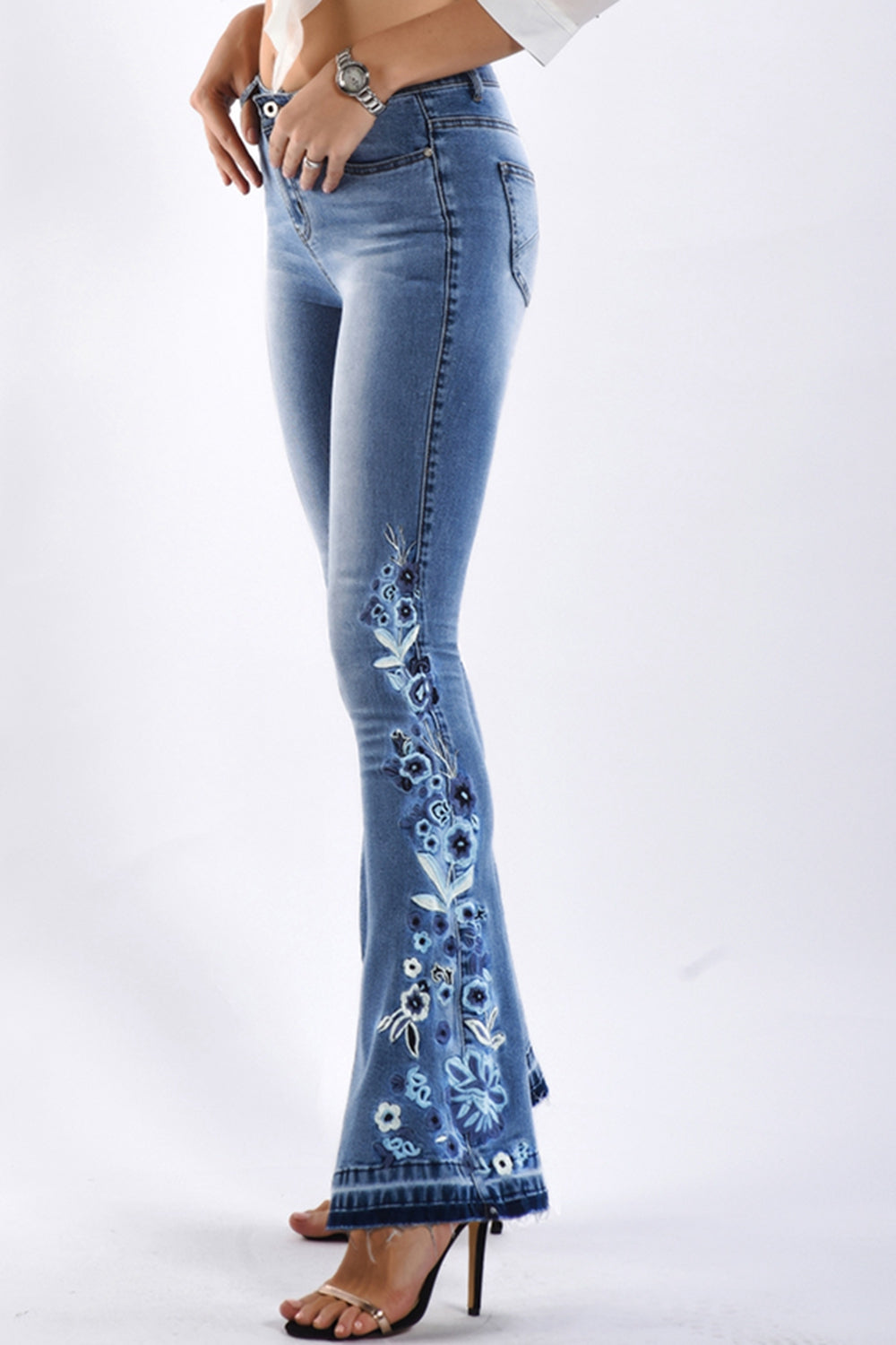 Flower Embroidery Wide Leg Jeans - Bottoms - Pants - 3 - 2024