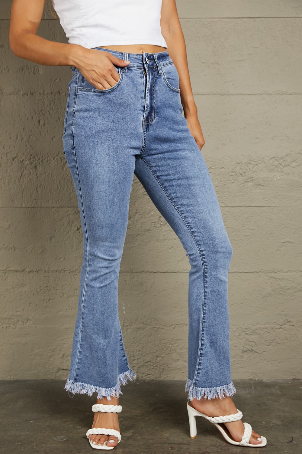Frayed Hem Flare Jeans - Bottoms - Pants - 3 - 2024