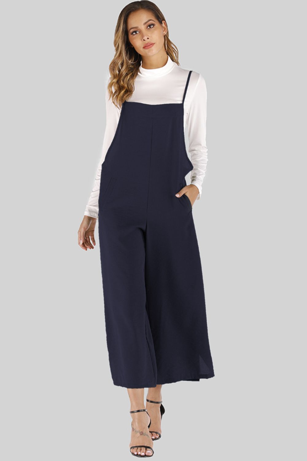 Full Size Cropped Wide Leg Overalls with Pockets - Dark Blue / S - Bottoms - Overalls - 9 - 2024