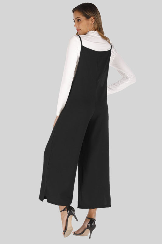 Full Size Cropped Wide Leg Overalls with Pockets - Bottoms - Overalls - 2 - 2024