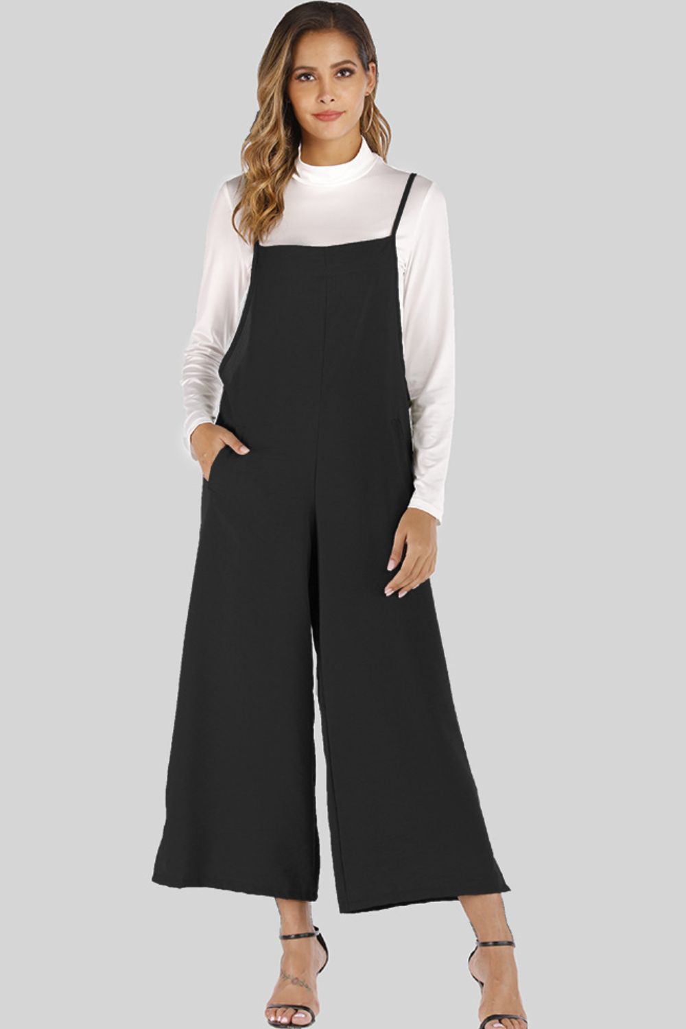 Full Size Cropped Wide Leg Overalls with Pockets - Bottoms - Overalls - 3 - 2024