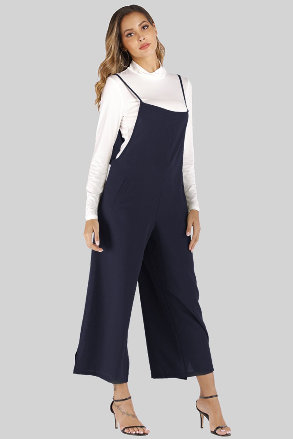 Full Size Cropped Wide Leg Overalls with Pockets - Bottoms - Overalls - 11 - 2024