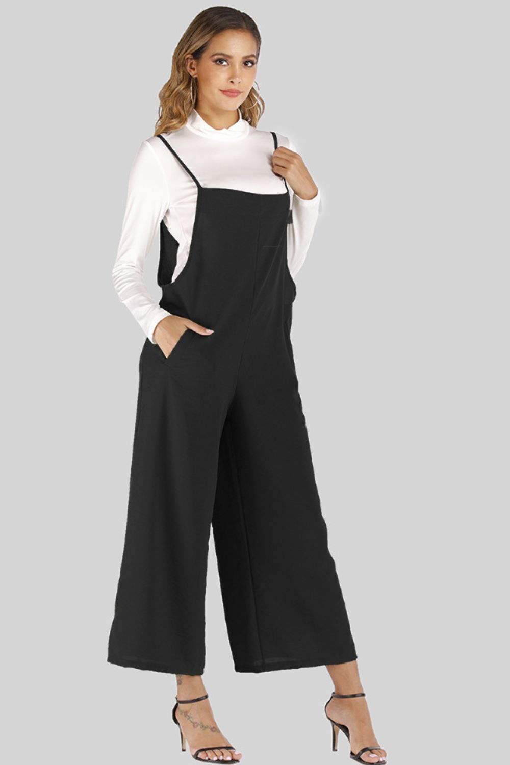 Full Size Cropped Wide Leg Overalls with Pockets - Bottoms - Overalls - 4 - 2024