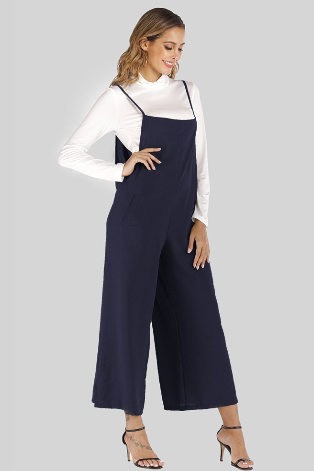 Full Size Cropped Wide Leg Overalls with Pockets - Bottoms - Overalls - 10 - 2024