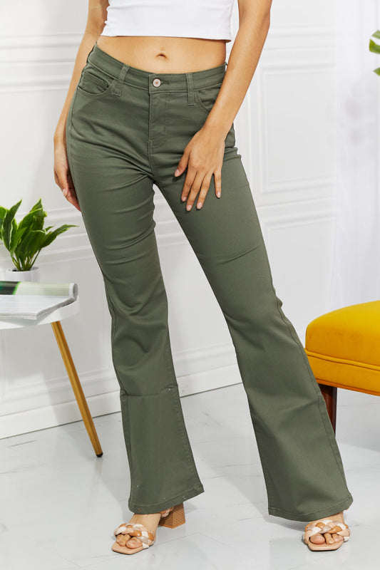 Full Size High-Rise Bootcut Jeans in Olive - Green / S - Bottoms - Pants - 1 - 2024