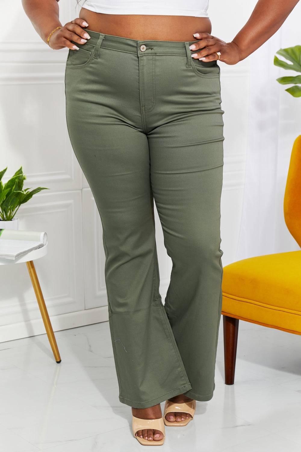 Full Size High-Rise Bootcut Jeans in Olive - Bottoms - Pants - 6 - 2024