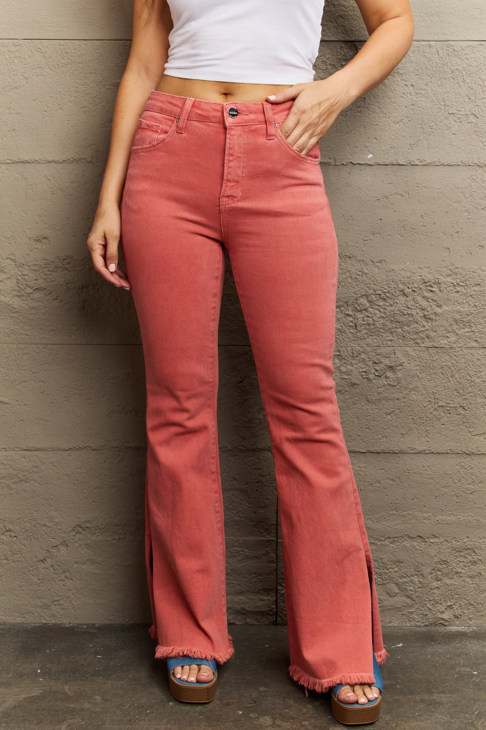 Full Size High Waist Side Slit Flare Jeans - Bottoms - Pants - 6 - 2024