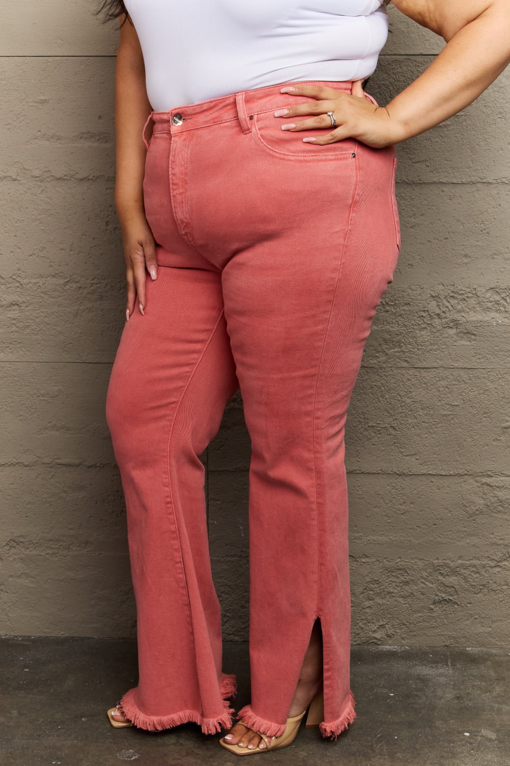 Full Size High Waist Side Slit Flare Jeans - Bottoms - Pants - 3 - 2024
