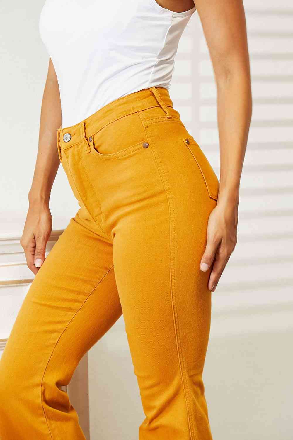 Full Size High Waist Tummy Control Garment Dyed Flare Jeans - Bottoms - Pants - 5 - 2024