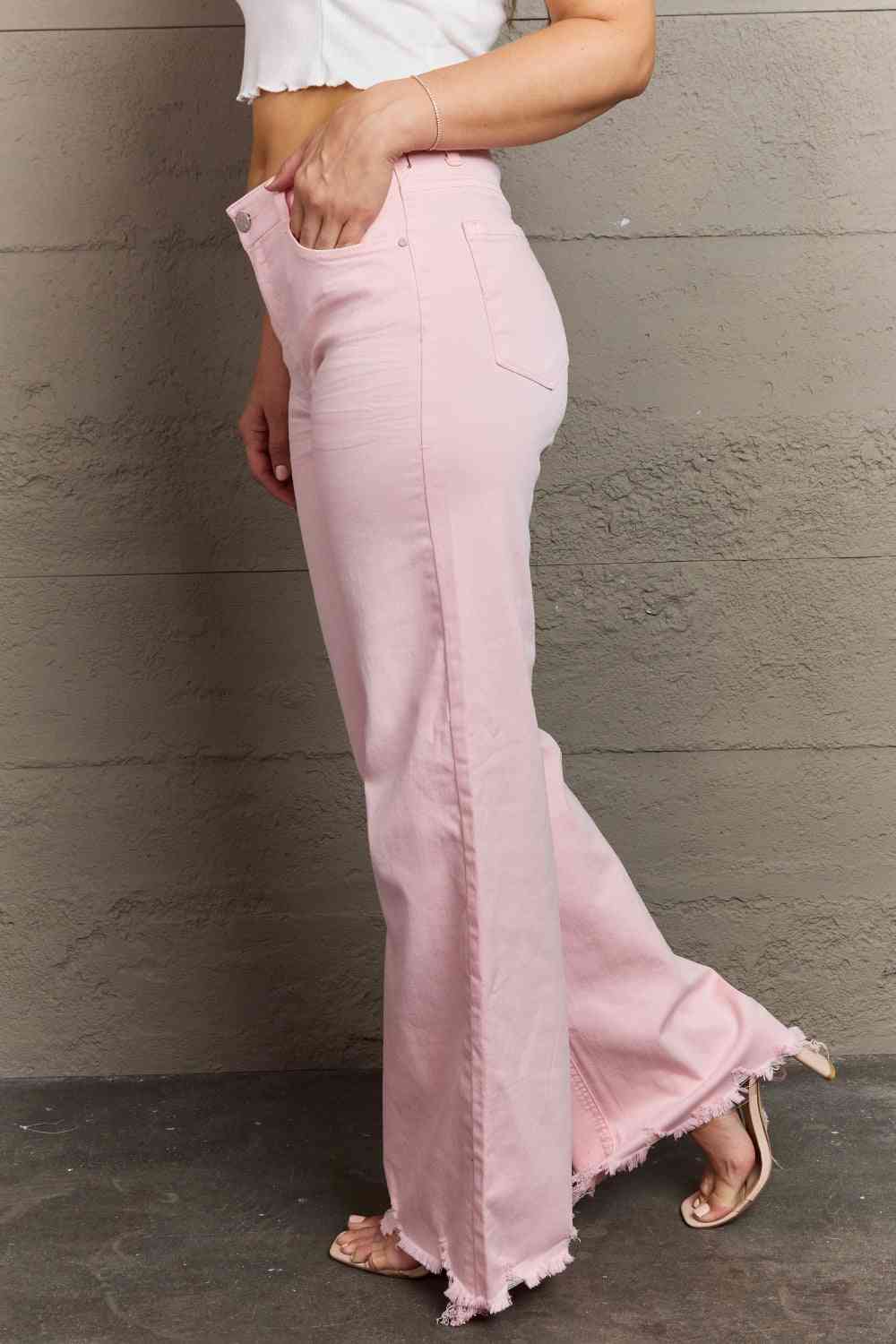 Full Size High Waist Wide Leg Jeans in Light Pink - Bottoms - Pants - 3 - 2024