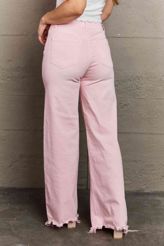 Full Size High Waist Wide Leg Jeans in Light Pink - Bottoms - Pants - 2 - 2024