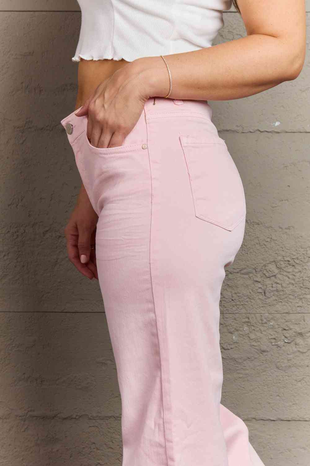 Full Size High Waist Wide Leg Jeans in Light Pink - Bottoms - Pants - 5 - 2024