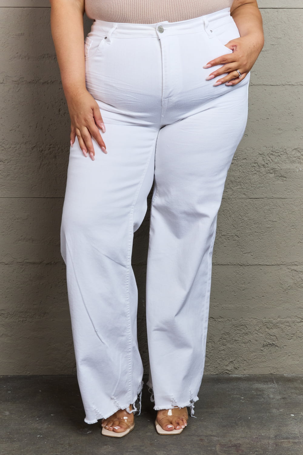 Full Size High Waist Wide Leg Jeans in White - Bottoms - Pants - 7 - 2024