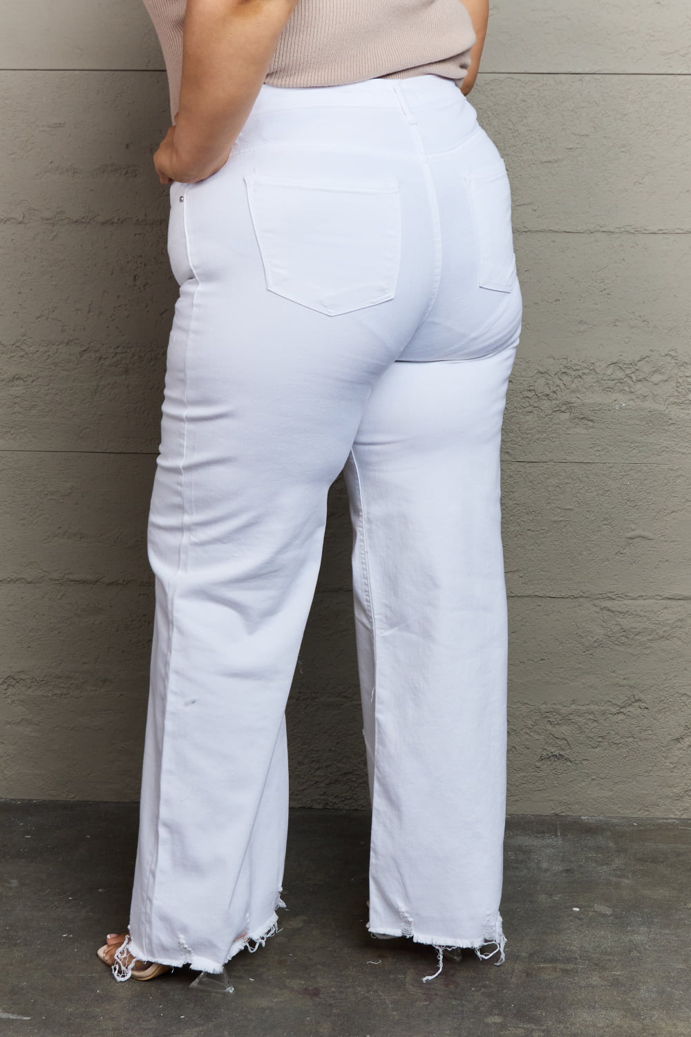 Full Size High Waist Wide Leg Jeans in White - Bottoms - Pants - 9 - 2024
