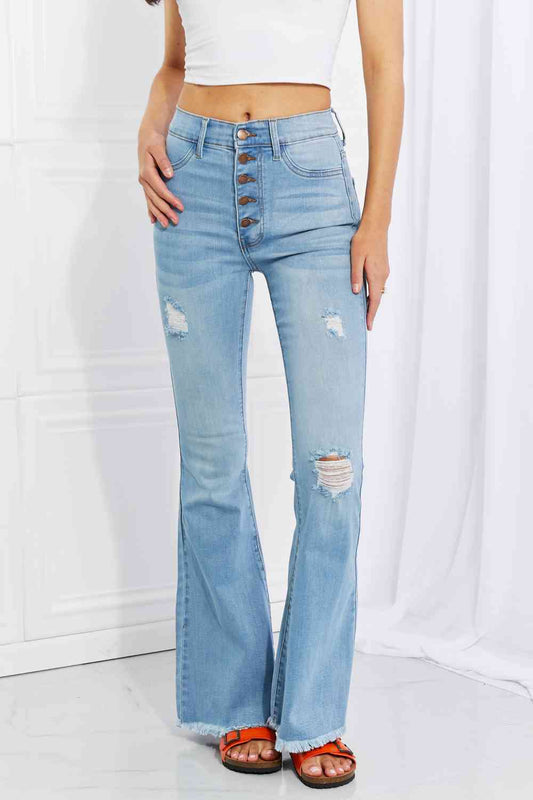 Full Size Jess Button Flare Jeans - Light / 1(25) - Bottoms - Pants - 1 - 2024