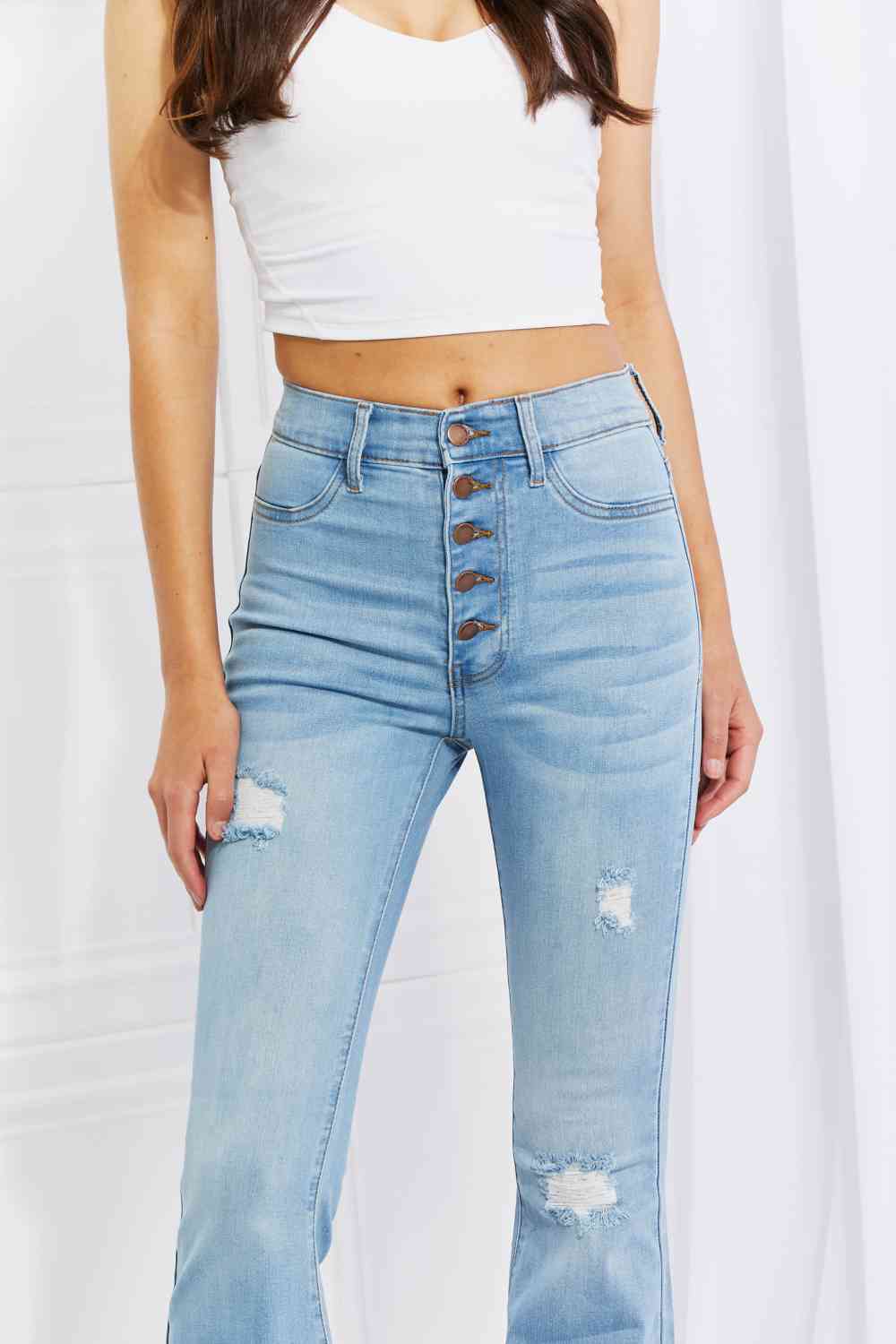 Full Size Jess Button Flare Jeans - Bottoms - Pants - 5 - 2024