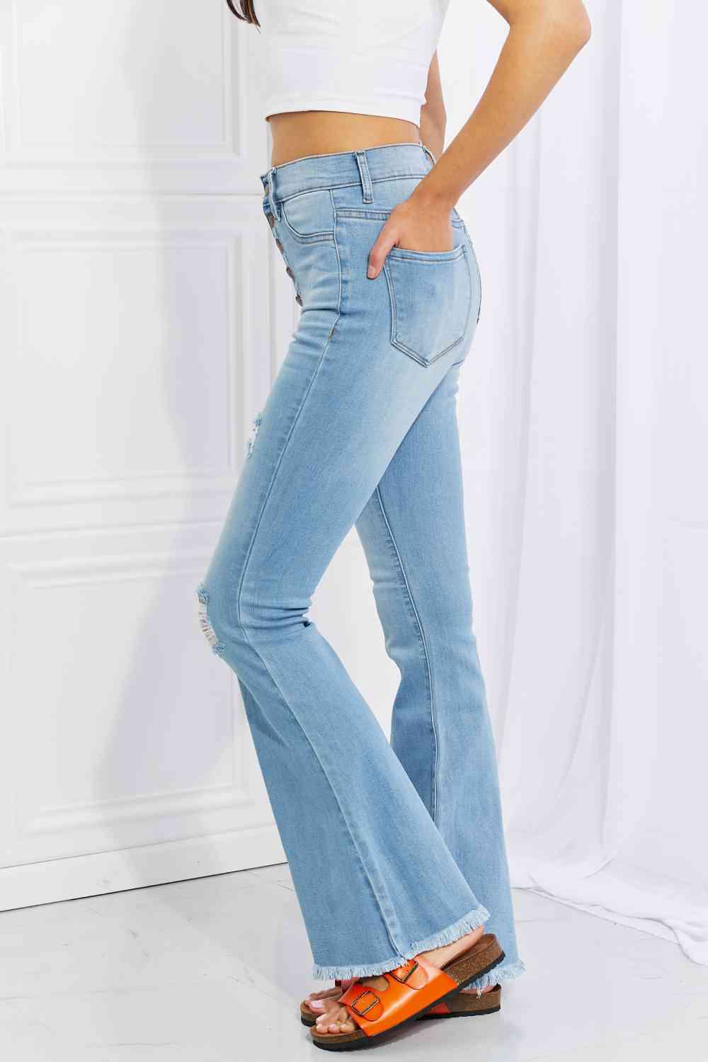 Full Size Jess Button Flare Jeans - Bottoms - Pants - 3 - 2024