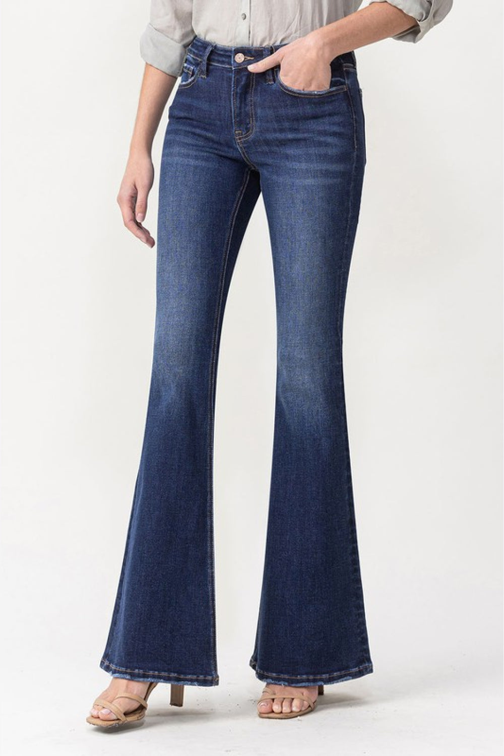 Full Size Joanna Midrise Flare Jeans - Dark / 24 - Bottoms - Pants - 1 - 2024