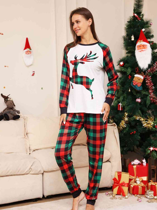 Full Size Reindeer Graphic Top and Plaid Pants Set - Plaid / S - Bottoms - Outfit Sets - 1 - 2024