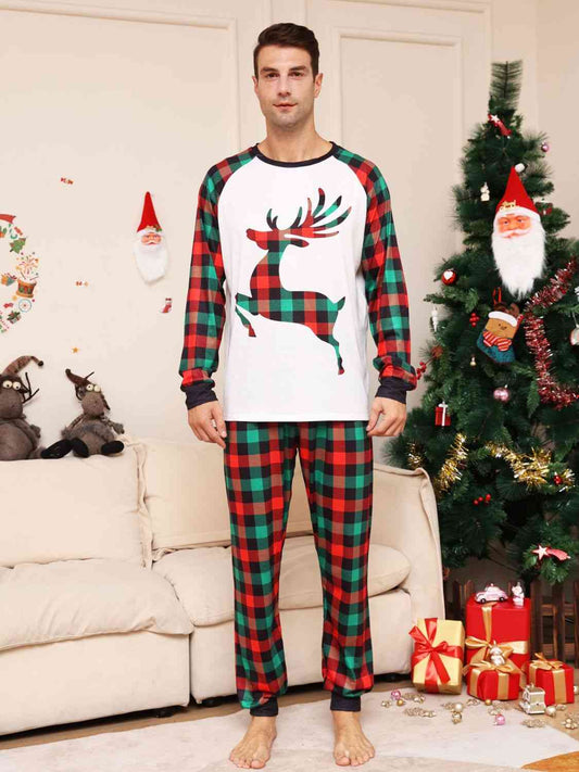 Full Size Reindeer Graphic Top and Plaid Pants Set - Plaid / S - Bottoms - Outfit Sets - 1 - 2024