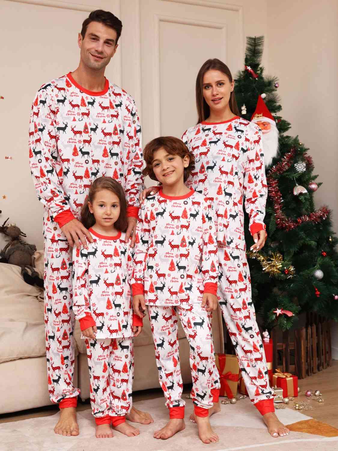 Full Size Reindeer Print Top and Pants Set - Bottoms - Loungewear - 4 - 2024